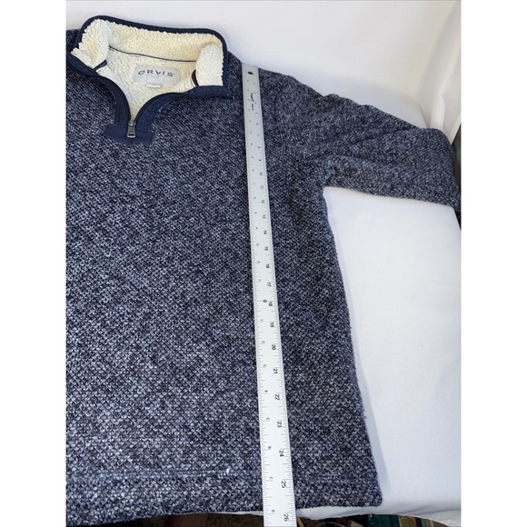 Orvis Quarter Zip Sherpa Lined Pullover Heavy Sweater Blue Super Soft‎ Men's L - Picture 11 of 13